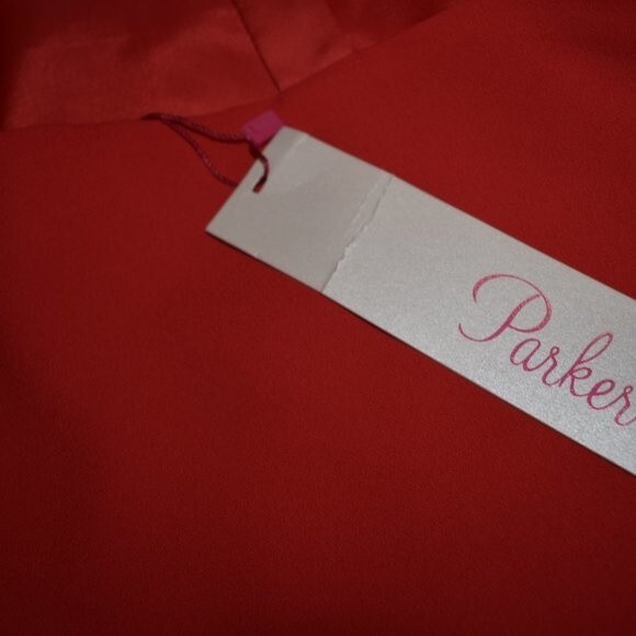 Parker Red Cropped Tank Top XS Square Neck Sleeveless Zip Date Night - Picture 15 of 15